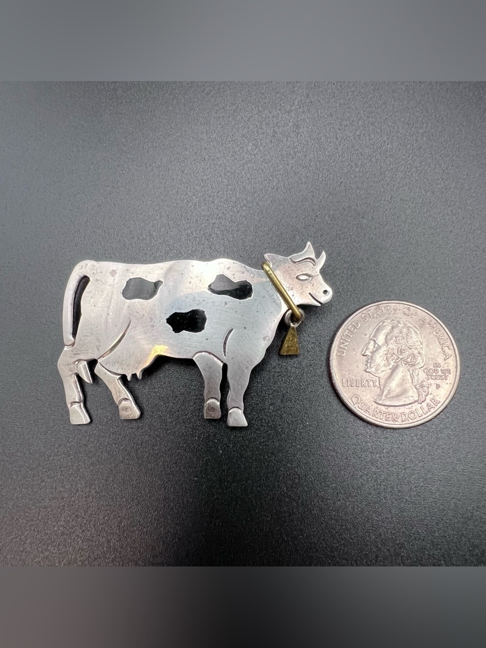 Sterling Silver Mexico Dairy Cow Brooch